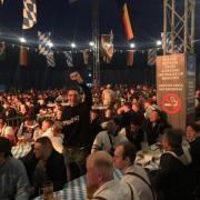 MECA Swindon is an indoor venue that usually hosts one night shows, boxing and wrestling, part nights like Bongos Bingo and comedy but for one night it will be filled with Lederhosen and dirndls