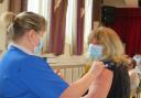 Angela Hayter, 53 receiving her Covid-19 vaccination