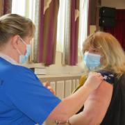 Angela Hayter, 53 receiving her Covid-19 vaccination