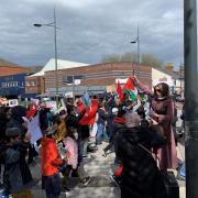 Hundreds attend a Palestine support rally in the town centre