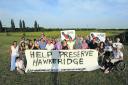 Protesters against the proposed 35-acre business park at Hawkeridge. The plan has now been approved