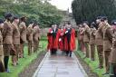 Councillors and dignitaries parade through the town on Sunday for the annual Remembrance service in Malmesbury Abbey.