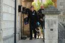 Police Raid Union Street .Police  drug dog Baxter with Handler and Police search St James Chambers. Pics Trevor Porter