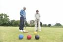 Ian Willis Vice Chairman of Kington Langley Croquet Club with Chris Morrison Captain of the high handicap golf croquet team. The Club are raising funds for a new green. Pictures by Diane Vose DV5665/06..May 2017.