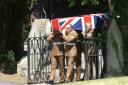 Pvt Mat Brooks' coffin beign carried into St James' churchyard