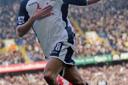 Target man: Jermaine Jenas scored for Spurs against Manchester United, but could not prevent his side losing 2-1