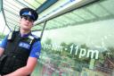 PCSO Barry Massard outside Tesco Express in Calne where a teenage gang tried to smash windows on Tuesday