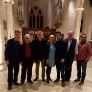 Gary Bates, Adrian Young, Richie New, Linda Bates, James Williams, Rob Gillespie and Mehul Patel in St Michael's Church