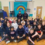 George McEachran and Udoka Godwin-Malife from Swindon Town Football Club visited Rodbourne Cheney Primary School