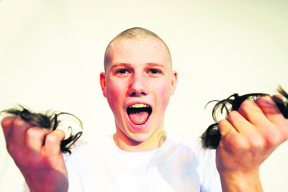 This Is Wiltshire: Tommy Burroughs after having his head shaved in aid of the Teenage ... - 2791396