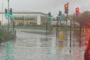 Heavy rain causes flash flooding and traffic across Swindon.
