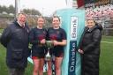 ERGS co-captains, Aimee Ross and Olivia Black with the Schools' Cup.