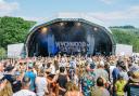 The Wychwood Festival main stage with a picturesque backdrop