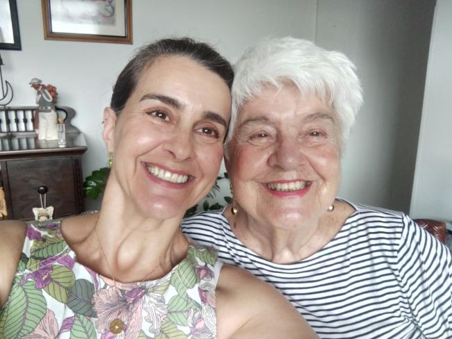 Fernanda (left) travelled to Brazil to visit her sick mum (right)