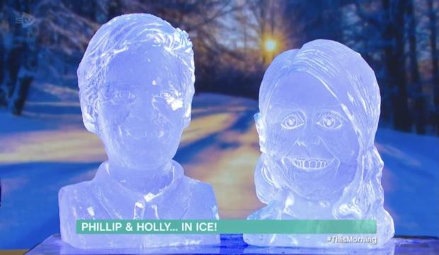 This Is Wiltshire: Ice sculptors of Phillip and Holly. Credit: ITV