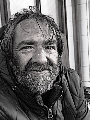 A homeless man photographed by Maueen Iles