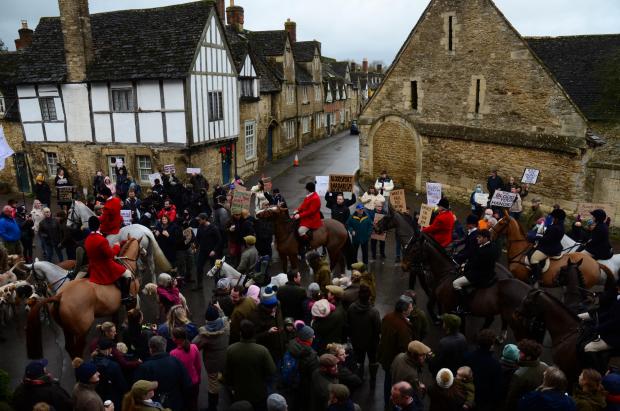 This Is Wiltshire: Crowds for and against at the hunt