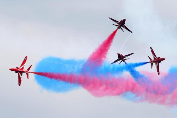 The Red Arrows will fly over Wiltshire this weekend