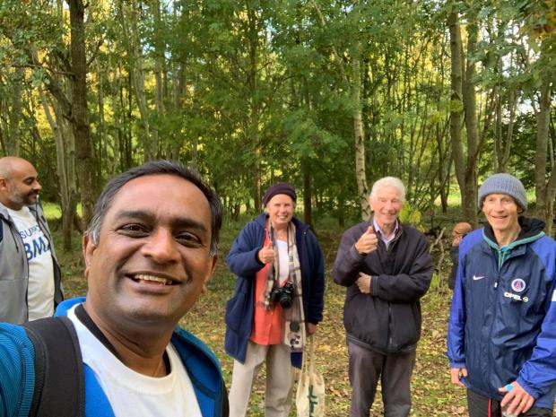 This Is Wiltshire: Suresh Gattapur at the end of his marathon walk for the BMX track