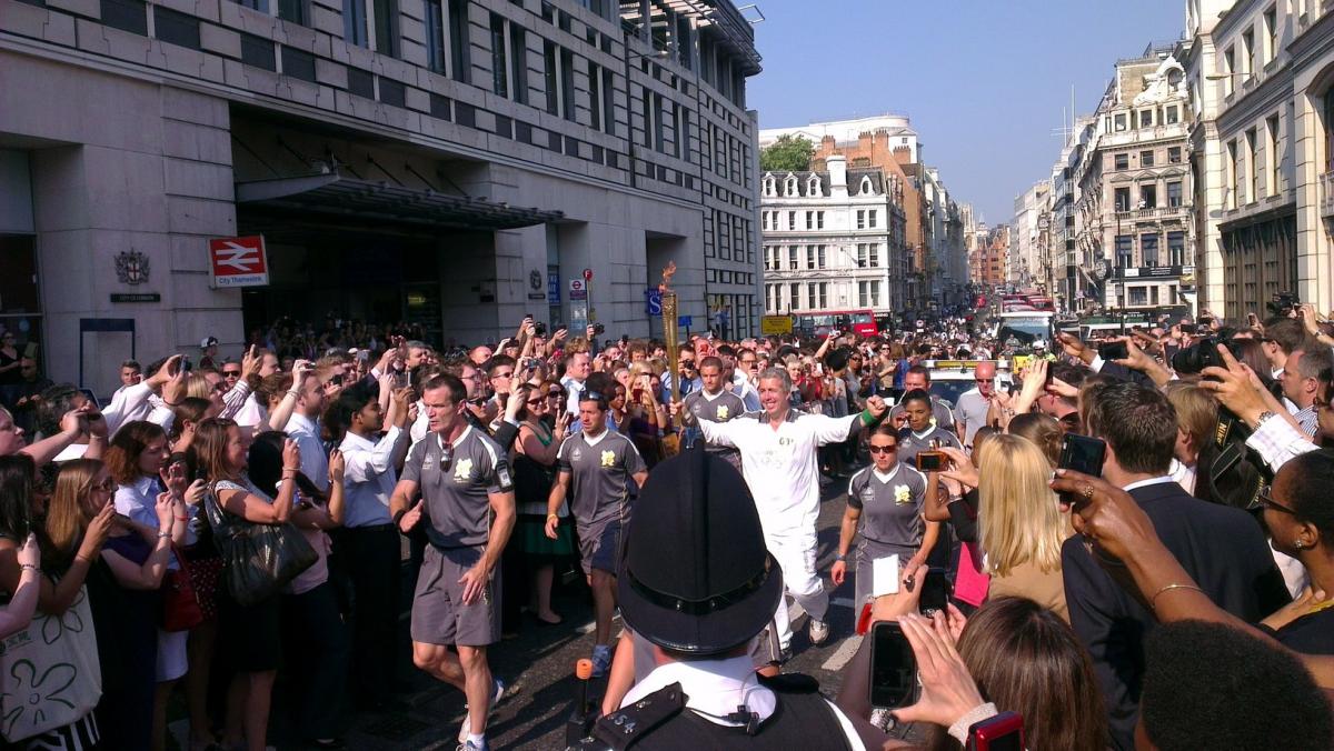 Olympic Torch Relay makes its way towards St Pauls....