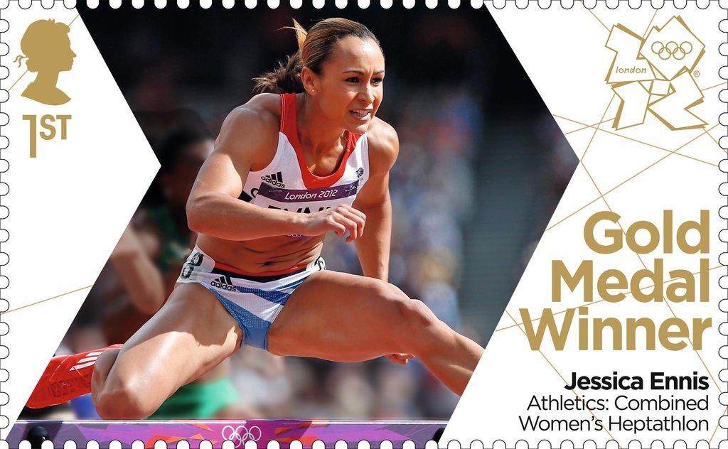 Golden girl Jessica Ennis' Heptathlon triumph is celebrated with a Gold Medal stamp from Royal Mail.