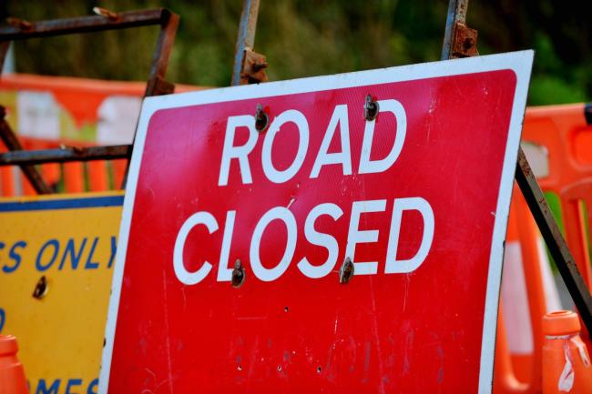 Diversions and road closure signs.Pic: Tom Kay